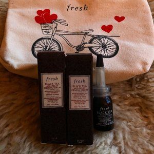 NIB (3) FRESH Black Tea Age-Delay Firming Serums in Canvas Pouch